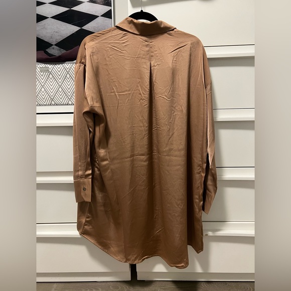 Satin Button Down Collared Shirt - Picture 2 of 5